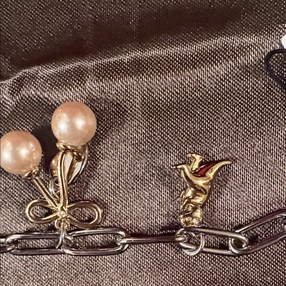 Coach Gold and Silver Charm Bracelet with fresh water pearls